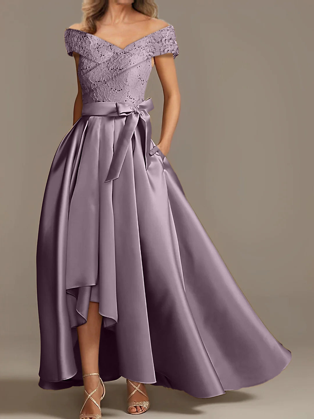 Off the Shoulder Asymmetrical A Line Mother of the Bride Dresses with Ruffles