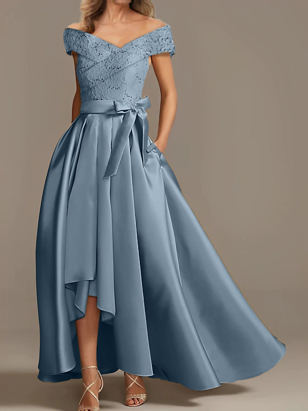 Off the Shoulder Asymmetrical A Line Mother of the Bride Dresses with Ruffles