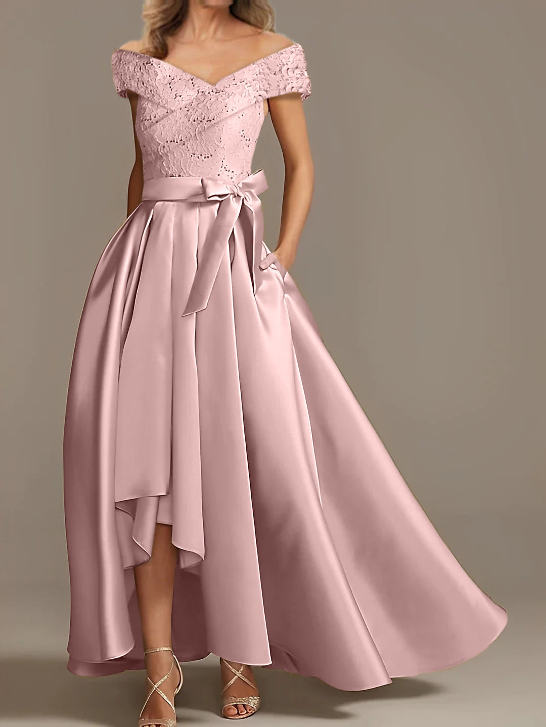 Off the Shoulder Asymmetrical A Line Mother of the Bride Dresses with Ruffles