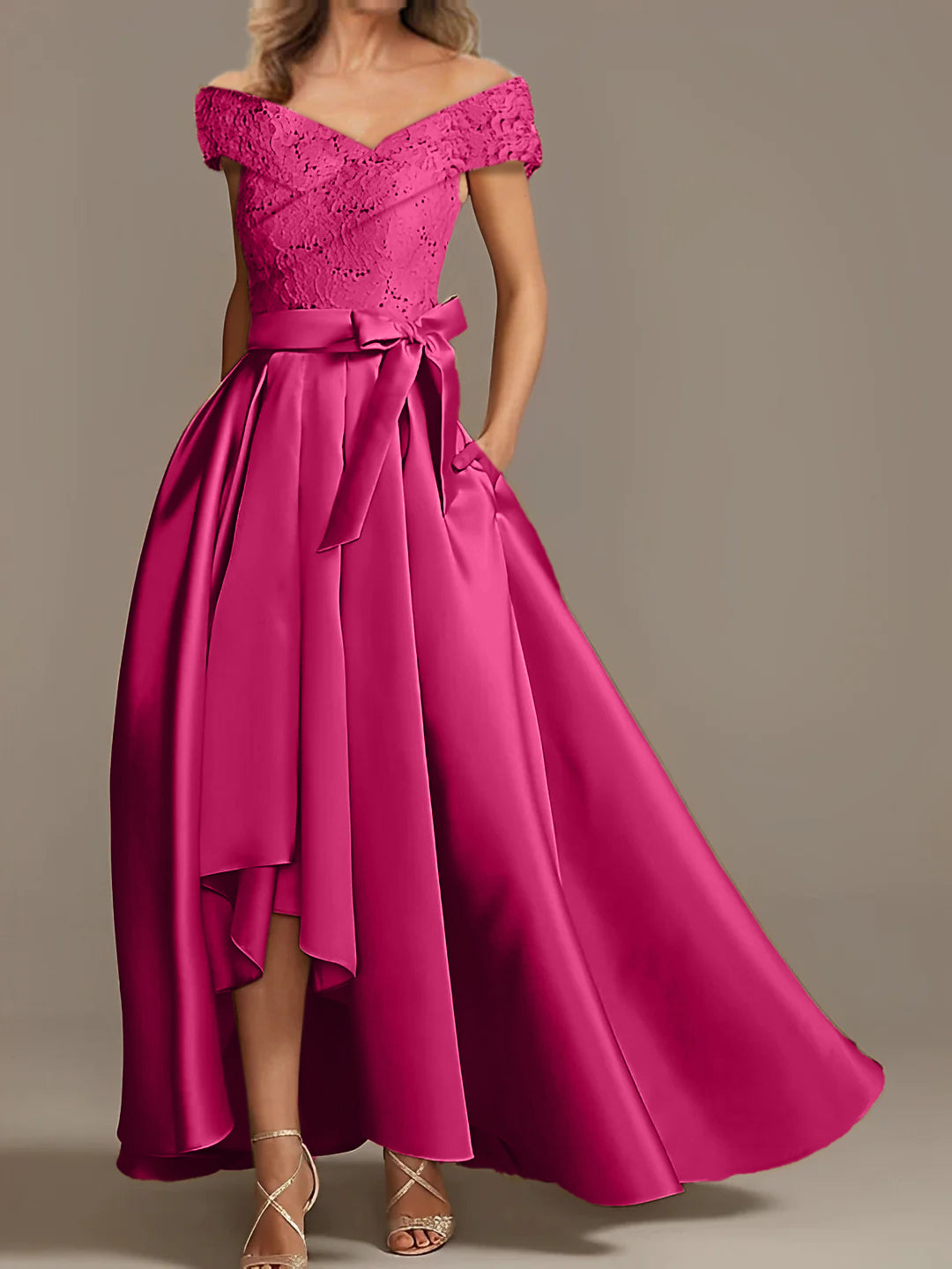 Off the Shoulder Asymmetrical A Line Mother of the Bride Dresses with Ruffles