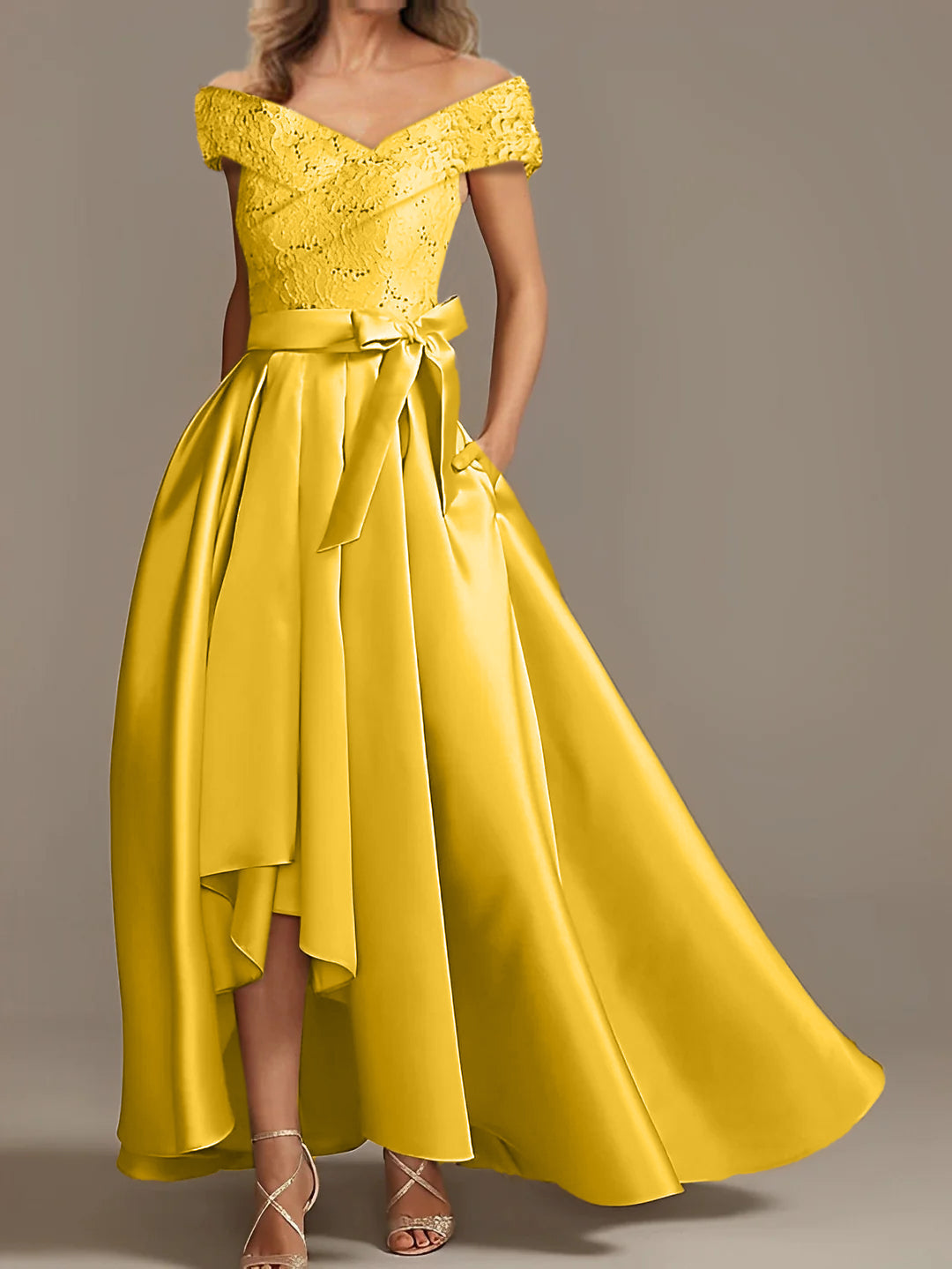 Off the Shoulder Asymmetrical A Line Mother of the Bride Dresses with Ruffles