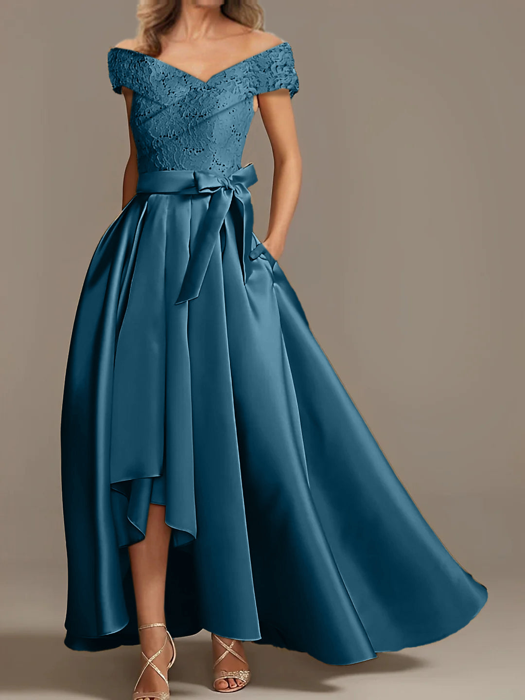 Off the Shoulder Asymmetrical A Line Mother of the Bride Dresses with Ruffles