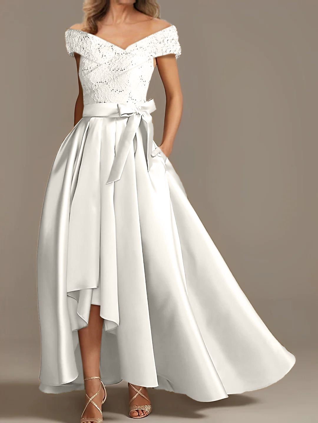 Off the Shoulder Asymmetrical A Line Mother of the Bride Dresses with Ruffles
