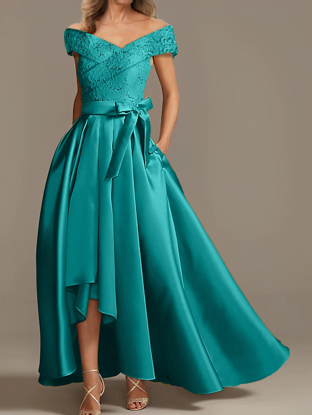 Off the Shoulder Asymmetrical A Line Mother of the Bride Dresses with Ruffles