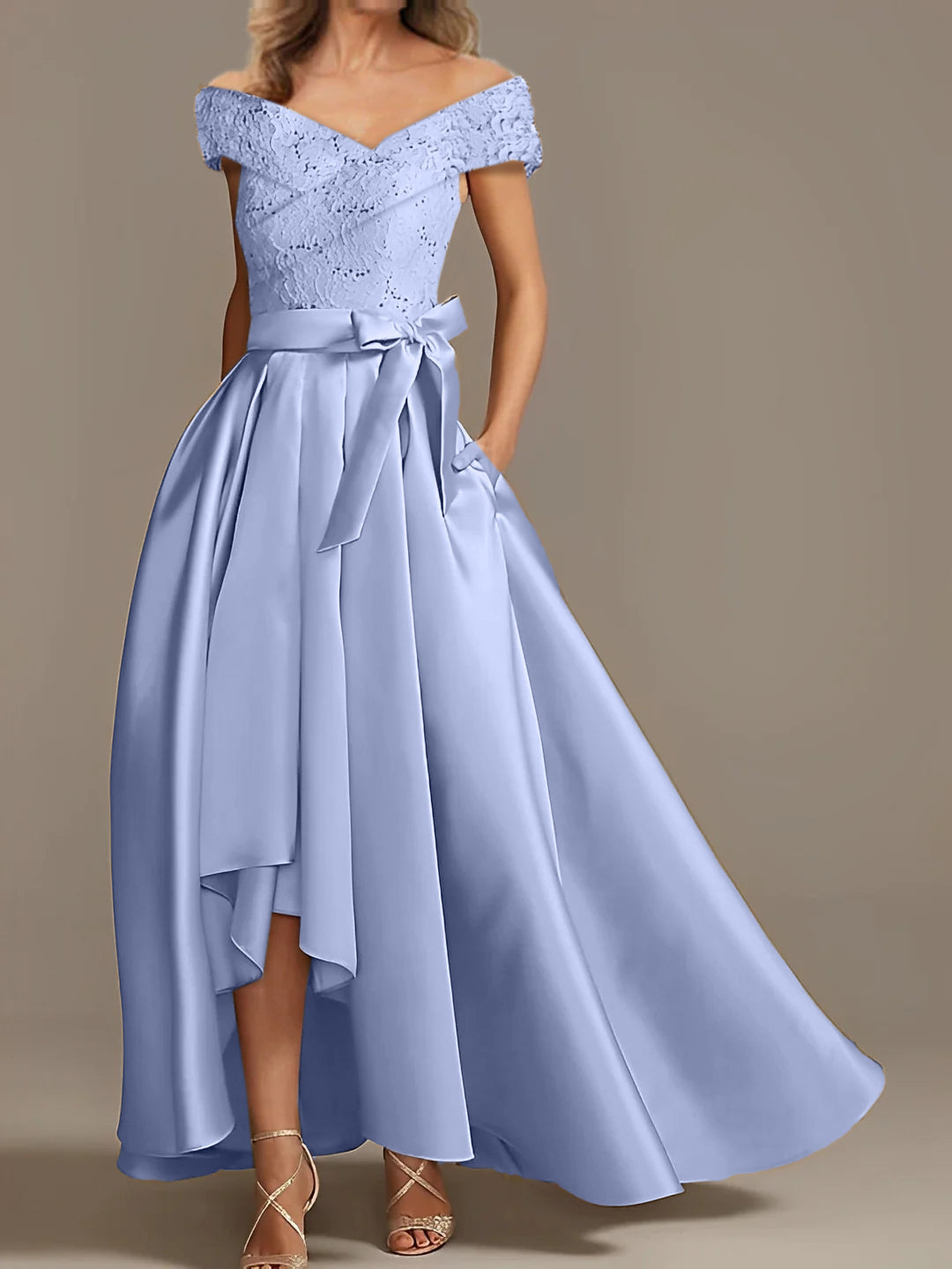 Off the Shoulder Asymmetrical A Line Mother of the Bride Dresses with Ruffles