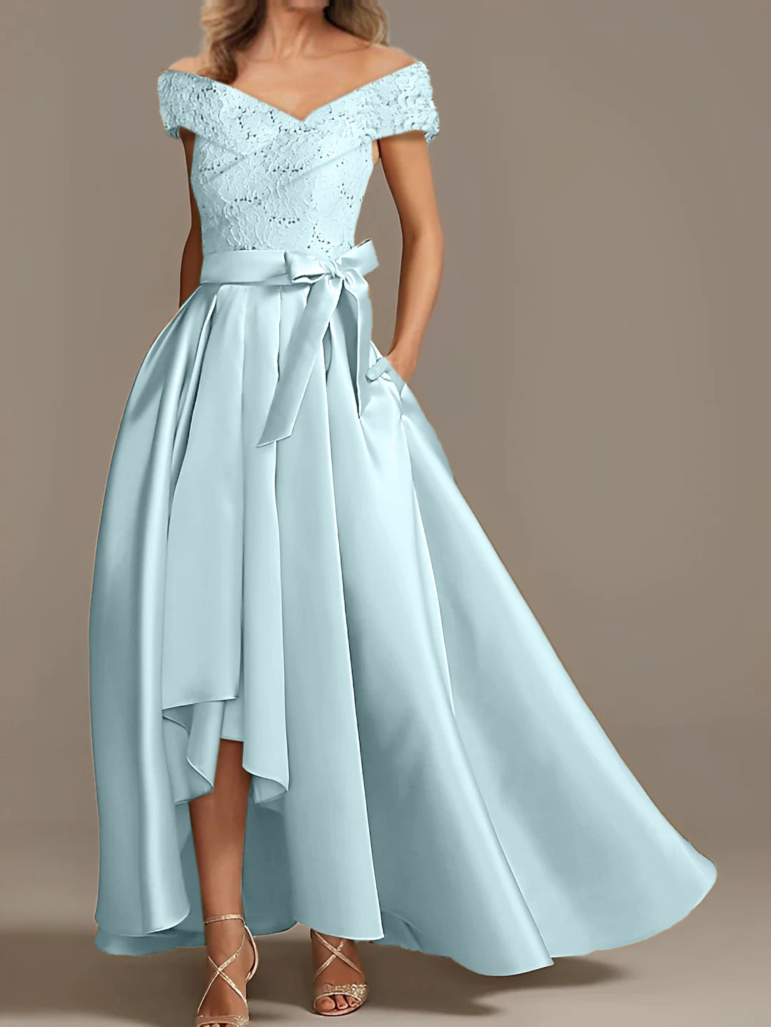 Off the Shoulder Asymmetrical A Line Mother of the Bride Dresses with Ruffles
