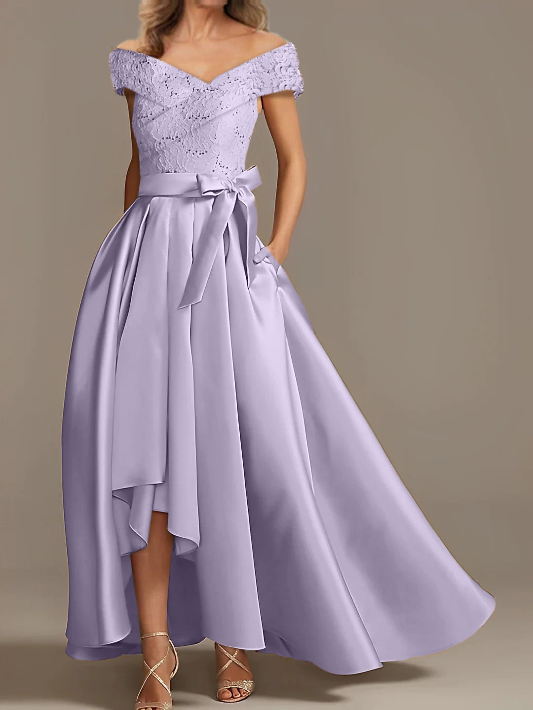 Off the Shoulder Asymmetrical A Line Mother of the Bride Dresses with Ruffles
