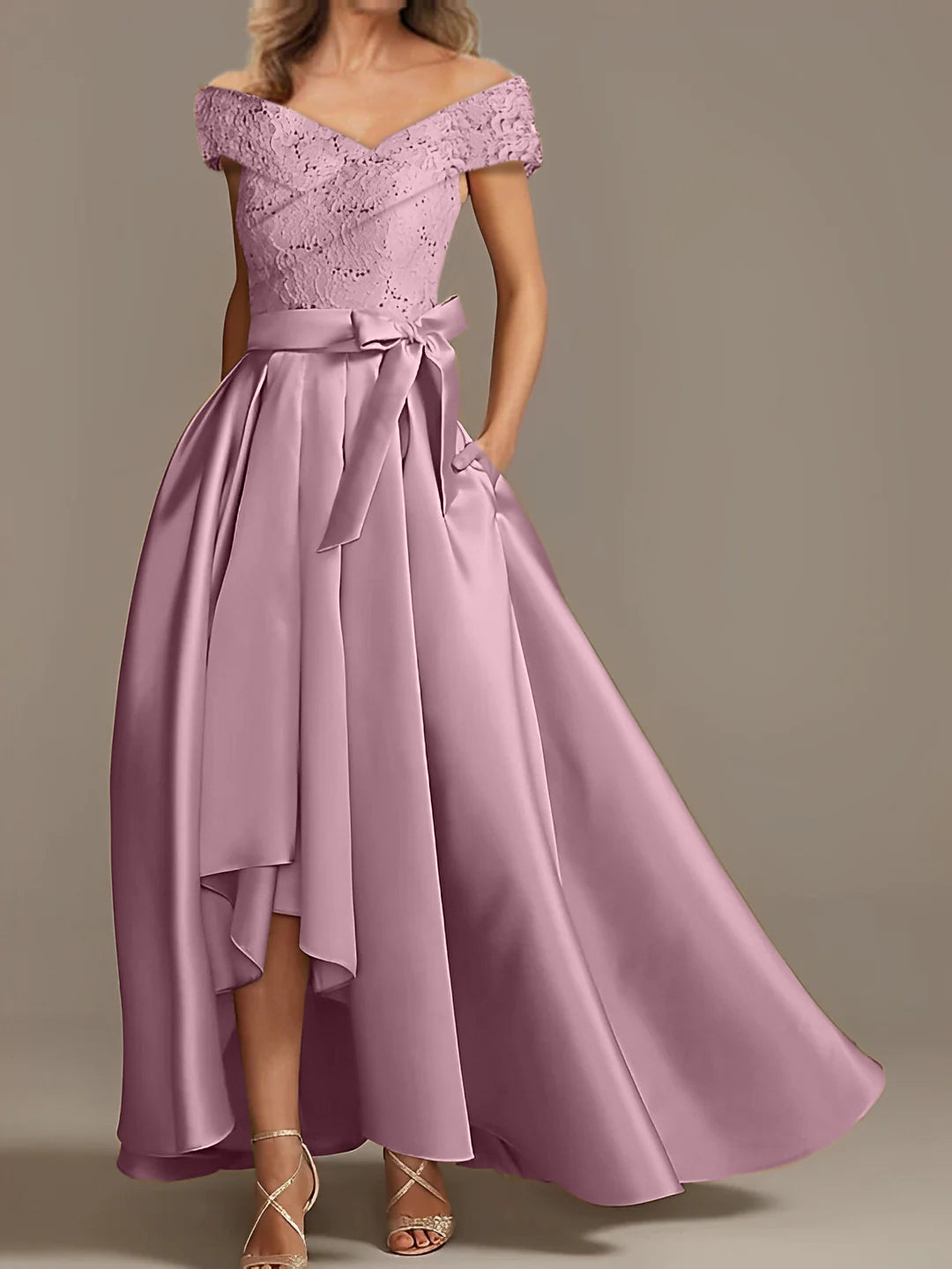 Off the Shoulder Asymmetrical A Line Mother of the Bride Dresses with Ruffles