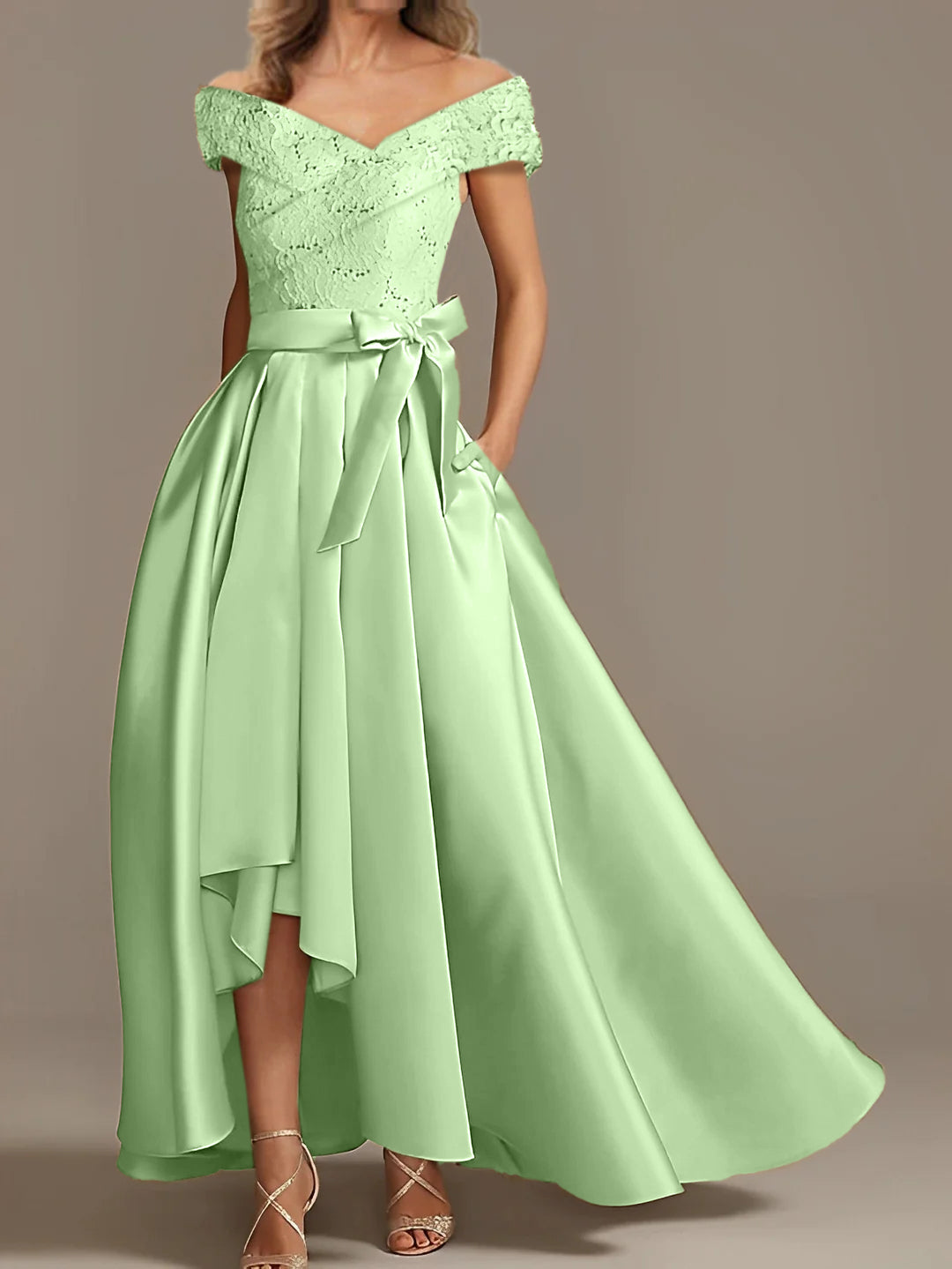 Off the Shoulder Asymmetrical A Line Mother of the Bride Dresses with Ruffles