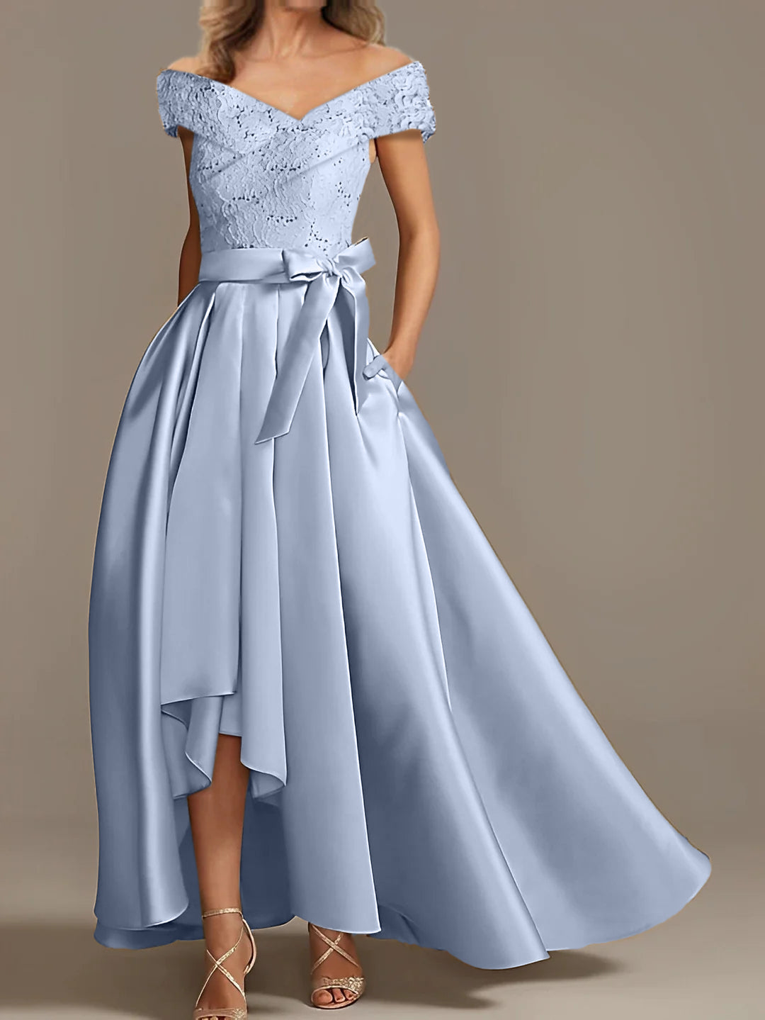 Off the Shoulder Asymmetrical A Line Mother of the Bride Dresses with Ruffles