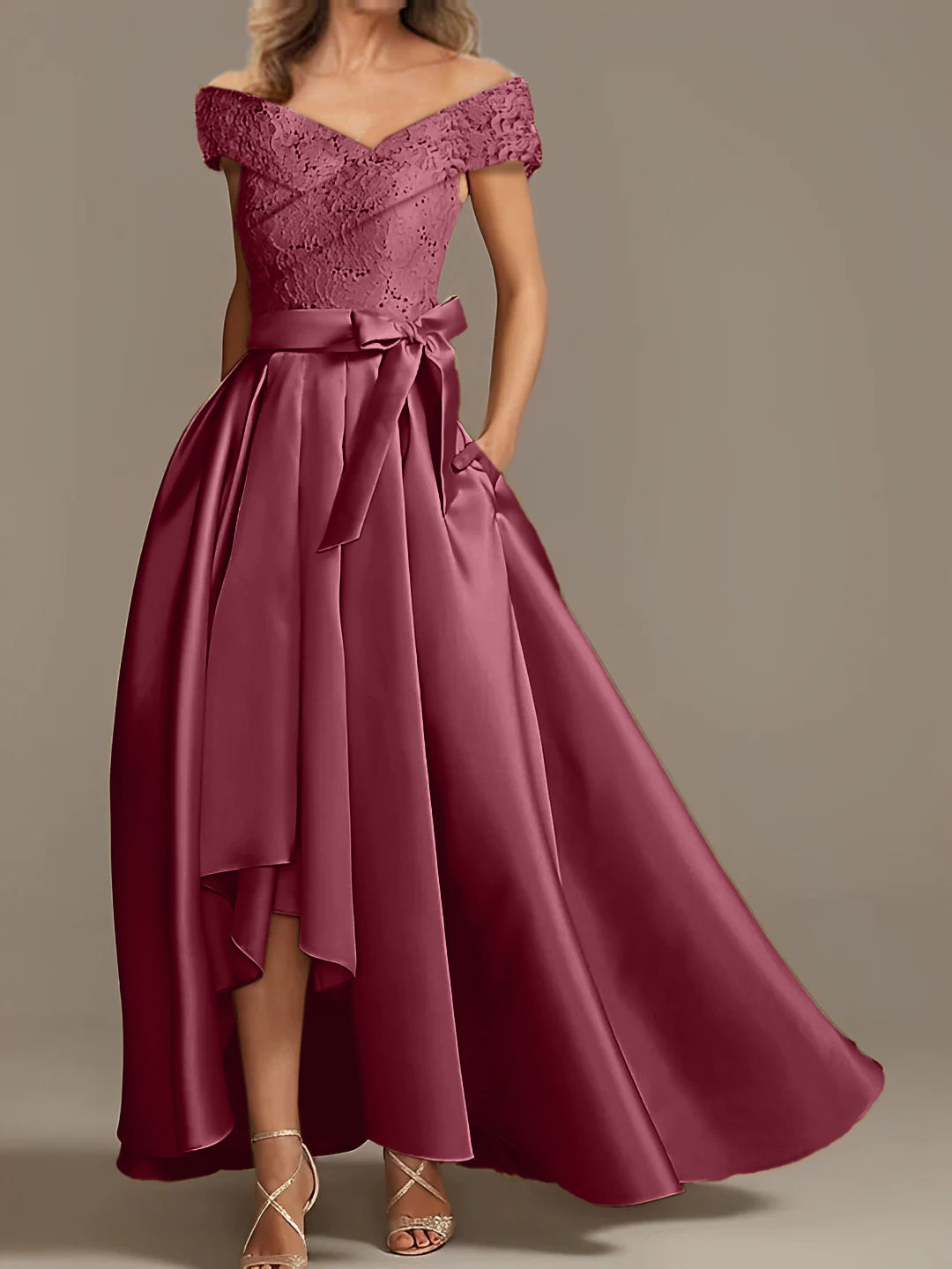 Off the Shoulder Asymmetrical A Line Mother of the Bride Dresses with Ruffles
