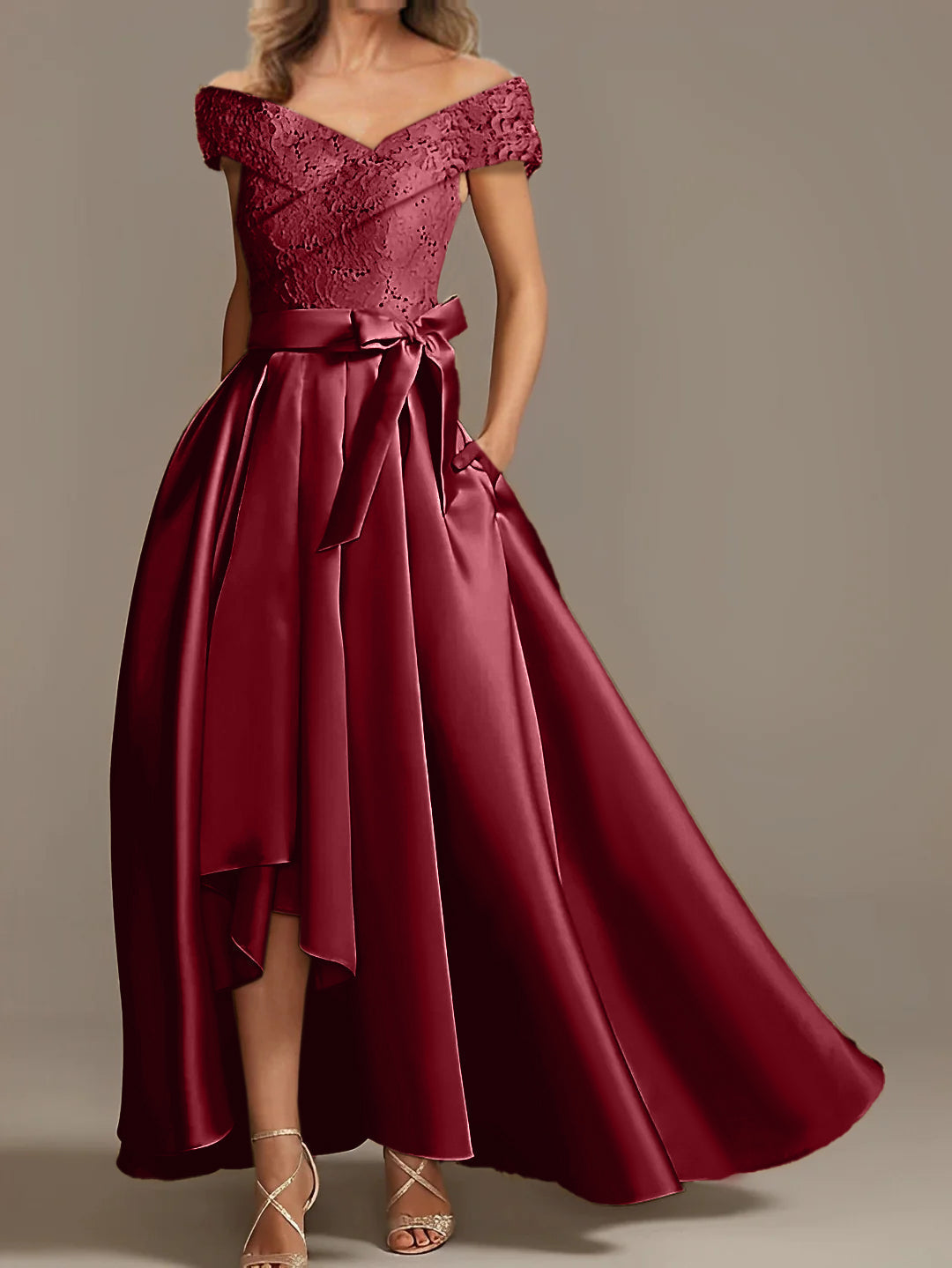 Off the Shoulder Asymmetrical A Line Mother of the Bride Dresses with Ruffles