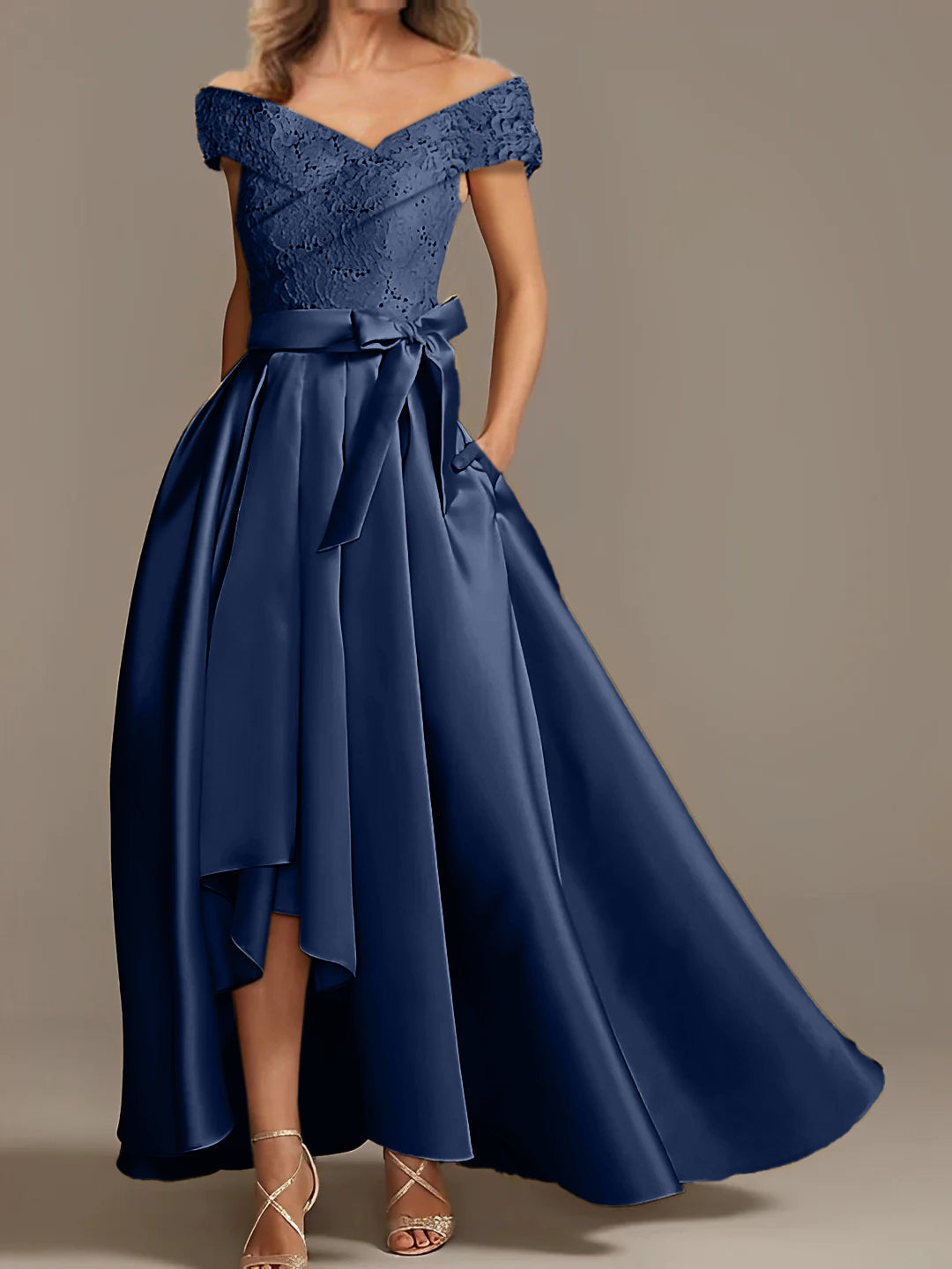Off the Shoulder Asymmetrical A Line Mother of the Bride Dresses with Ruffles