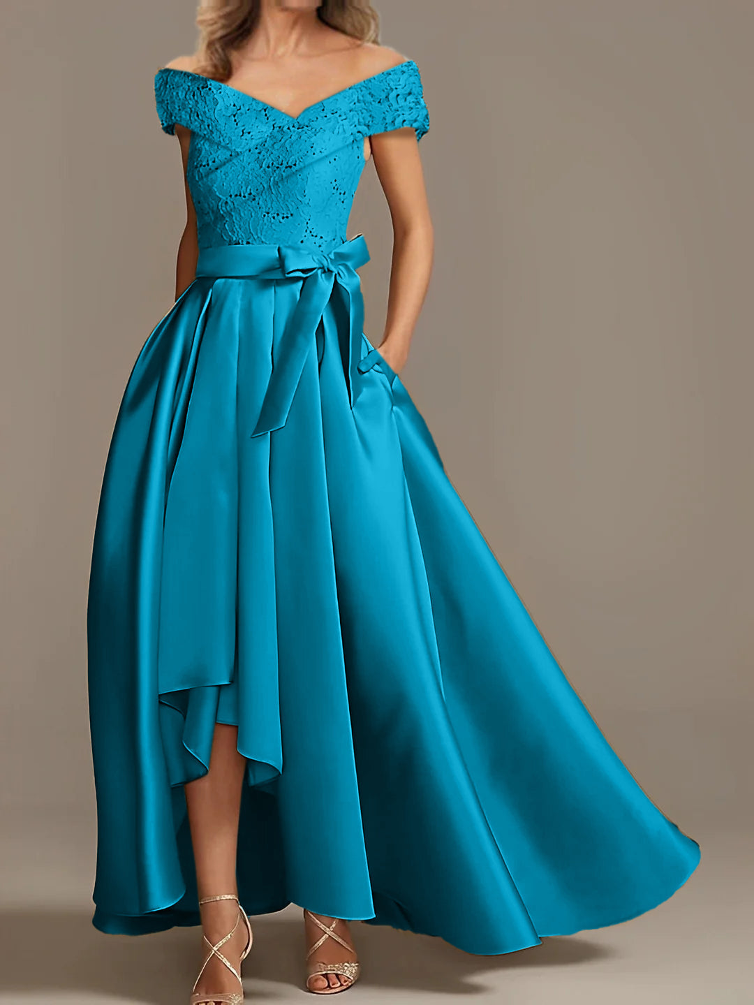 Off the Shoulder Asymmetrical A Line Mother of the Bride Dresses with Ruffles