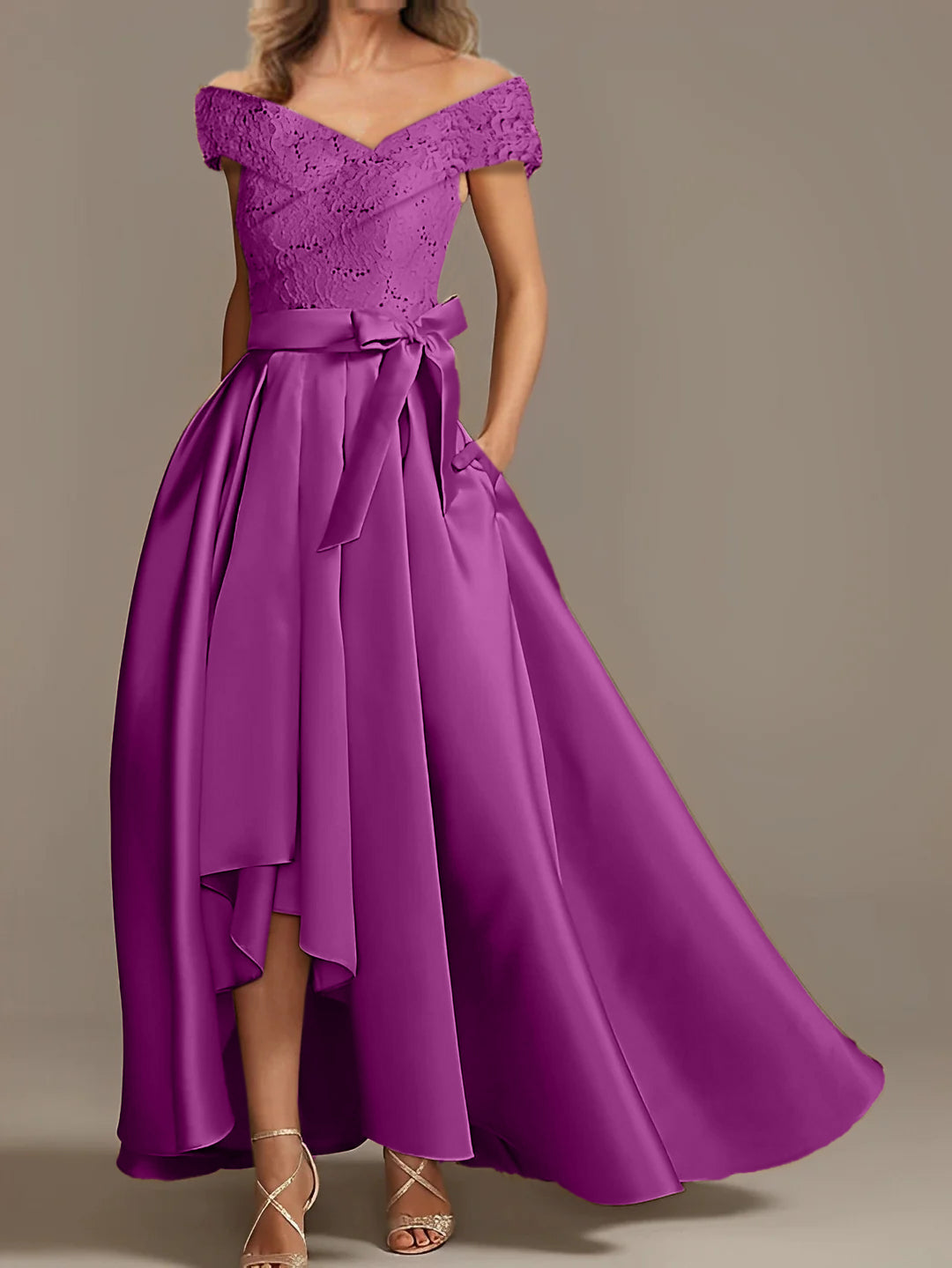 Off the Shoulder Asymmetrical A Line Mother of the Bride Dresses with Ruffles