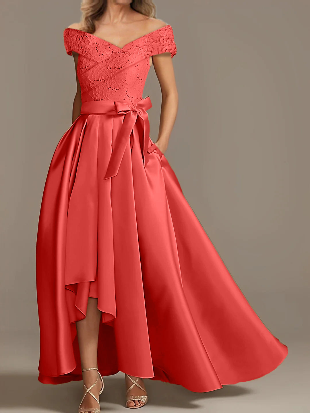 Off the Shoulder Asymmetrical A Line Mother of the Bride Dresses with Ruffles