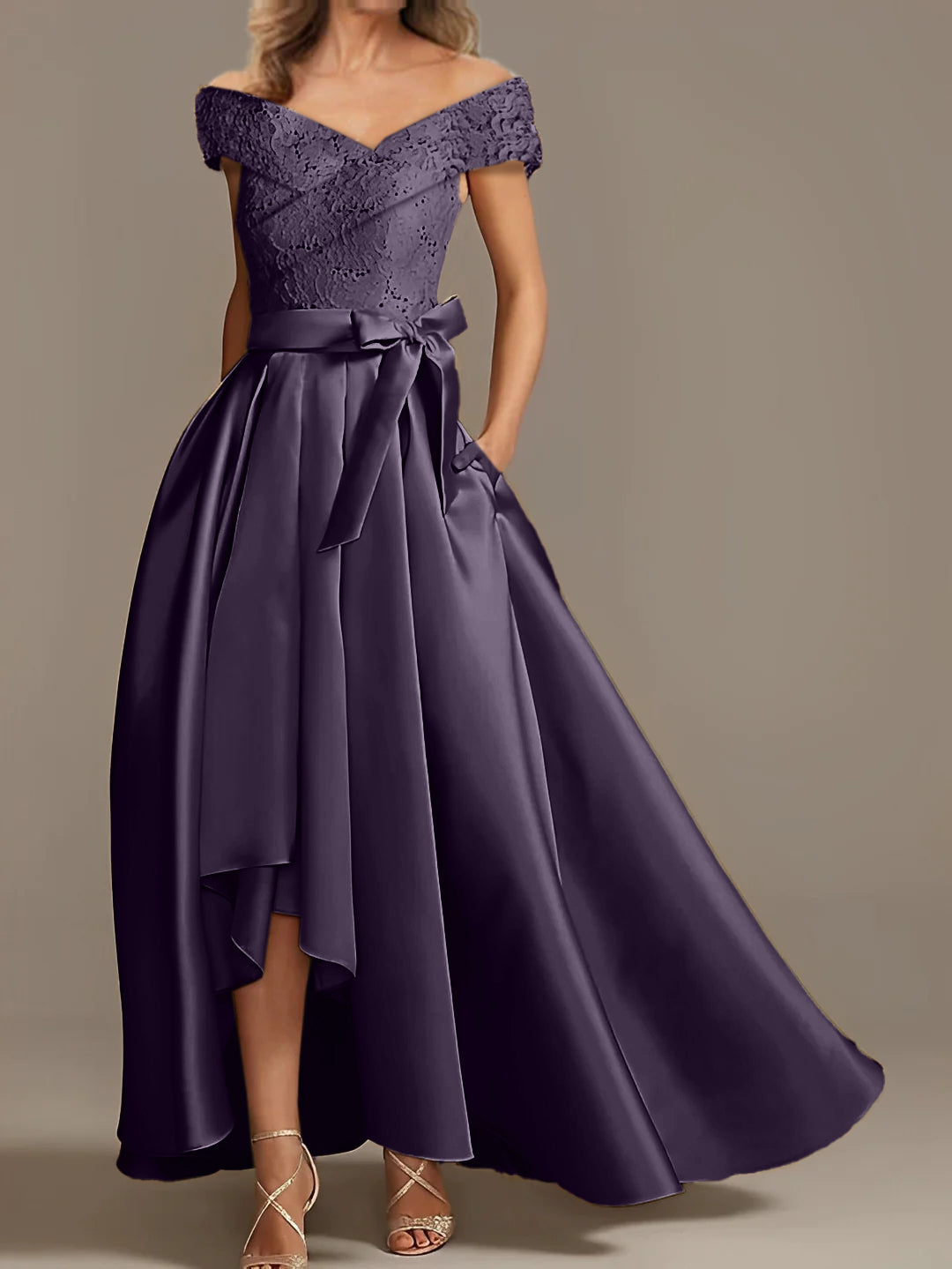Off the Shoulder Asymmetrical A Line Mother of the Bride Dresses with Ruffles
