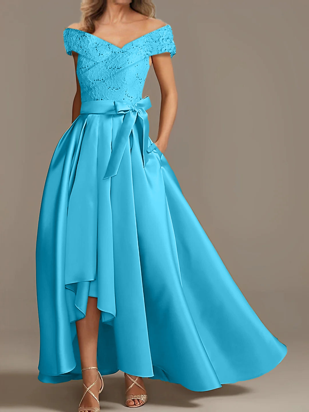 Off the Shoulder Asymmetrical A Line Mother of the Bride Dresses with Ruffles