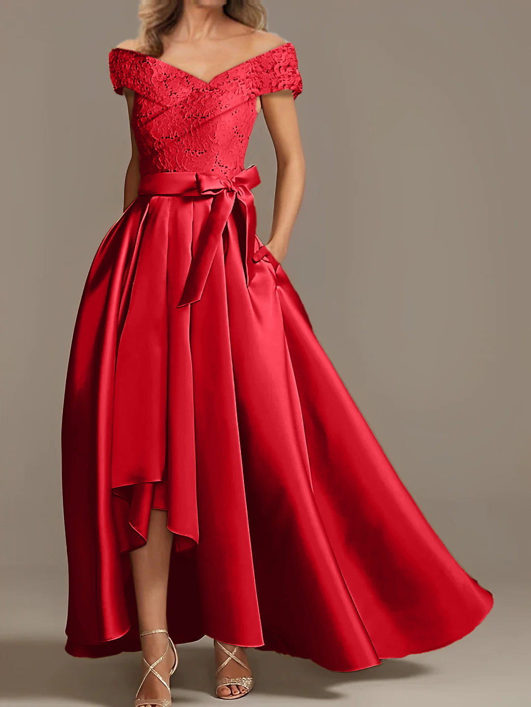 Off the Shoulder Asymmetrical A Line Mother of the Bride Dresses with Ruffles
