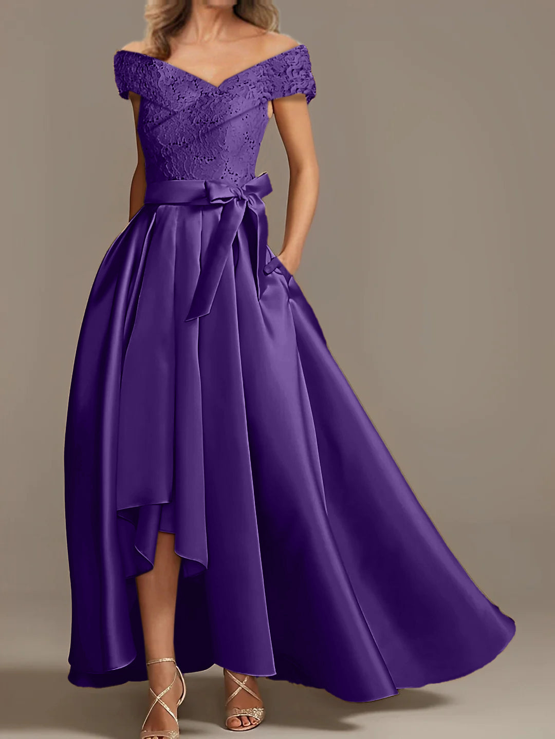 Off the Shoulder Asymmetrical A Line Mother of the Bride Dresses with Ruffles