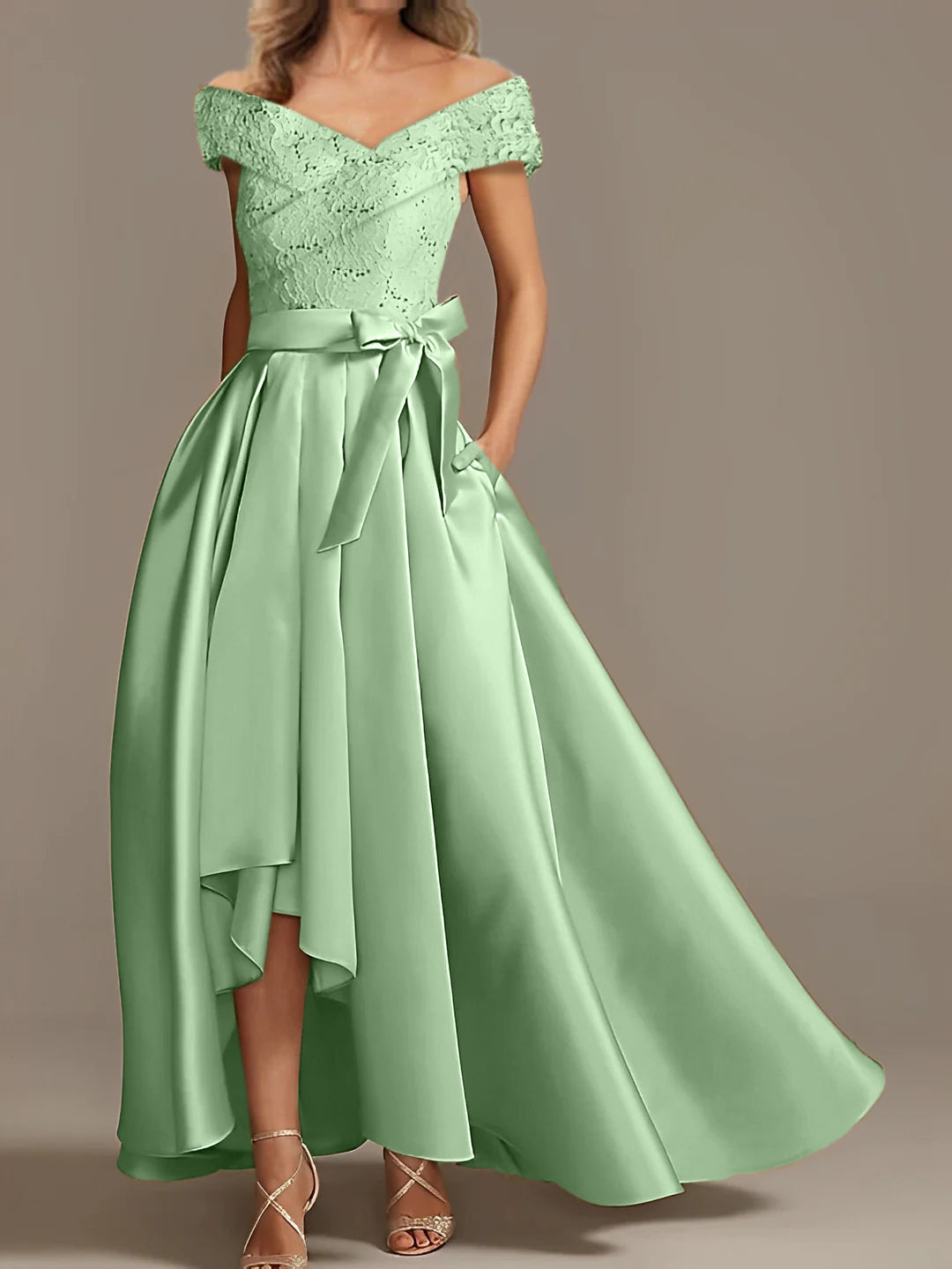 Off the Shoulder Asymmetrical A Line Mother of the Bride Dresses with Ruffles