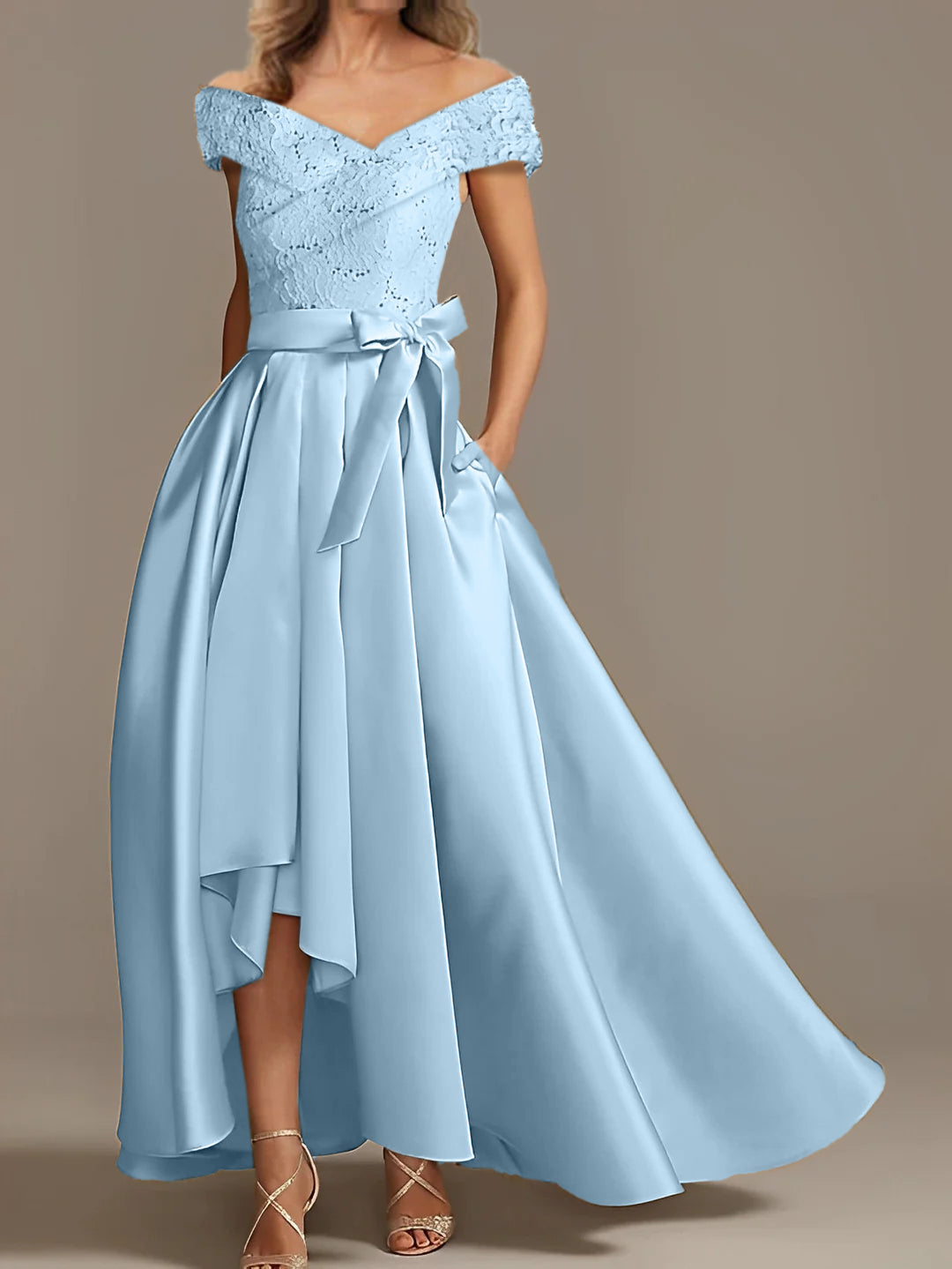 Off the Shoulder Asymmetrical A Line Mother of the Bride Dresses with Ruffles