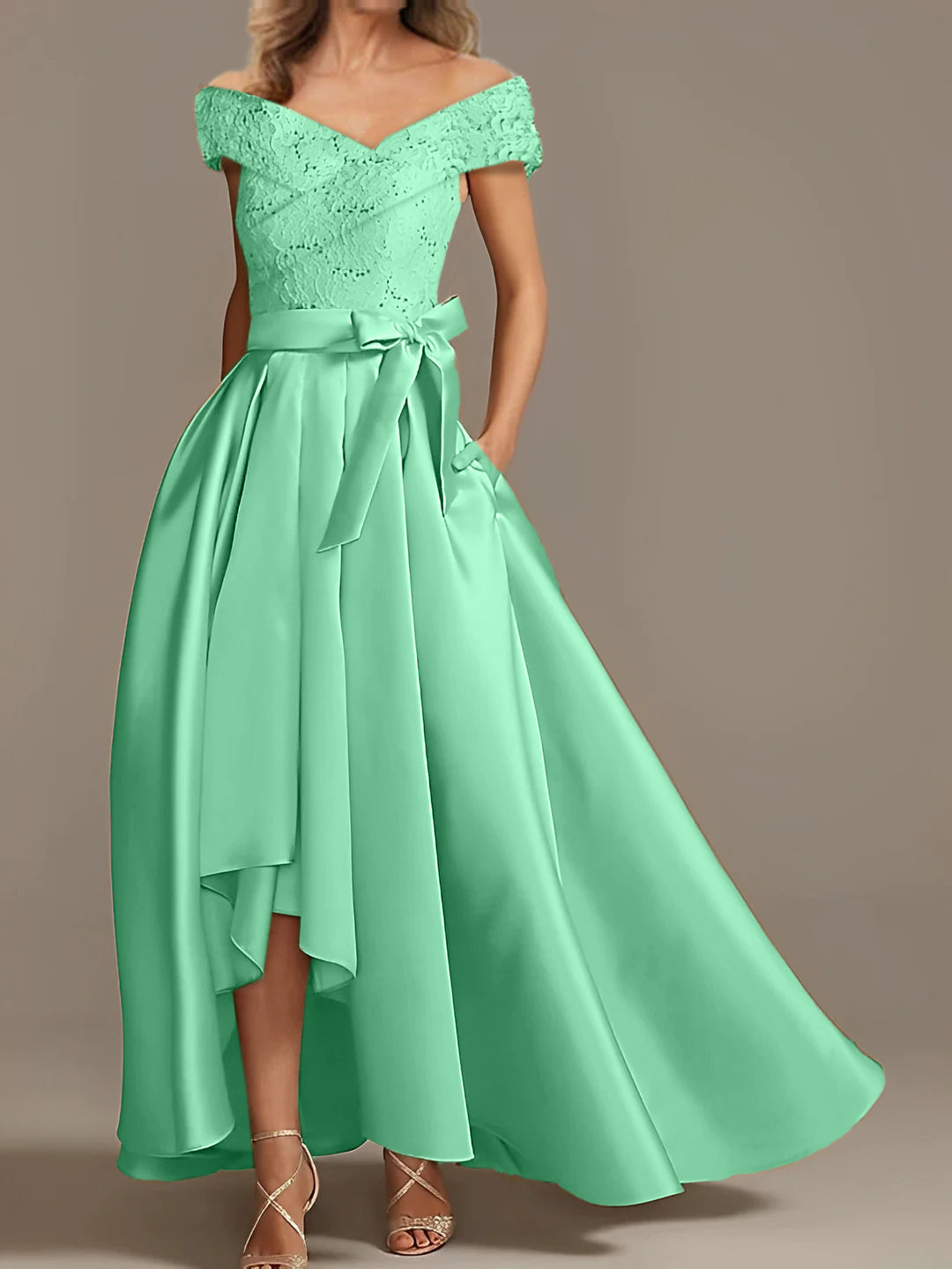 Off the Shoulder Asymmetrical A Line Mother of the Bride Dresses with Ruffles