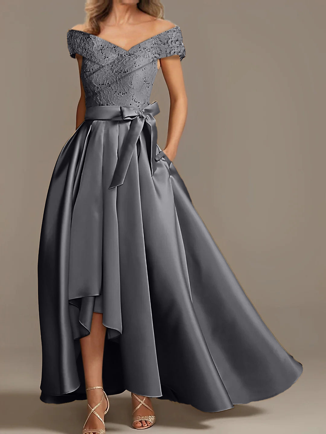 Off the Shoulder Asymmetrical A Line Mother of the Bride Dresses with Ruffles