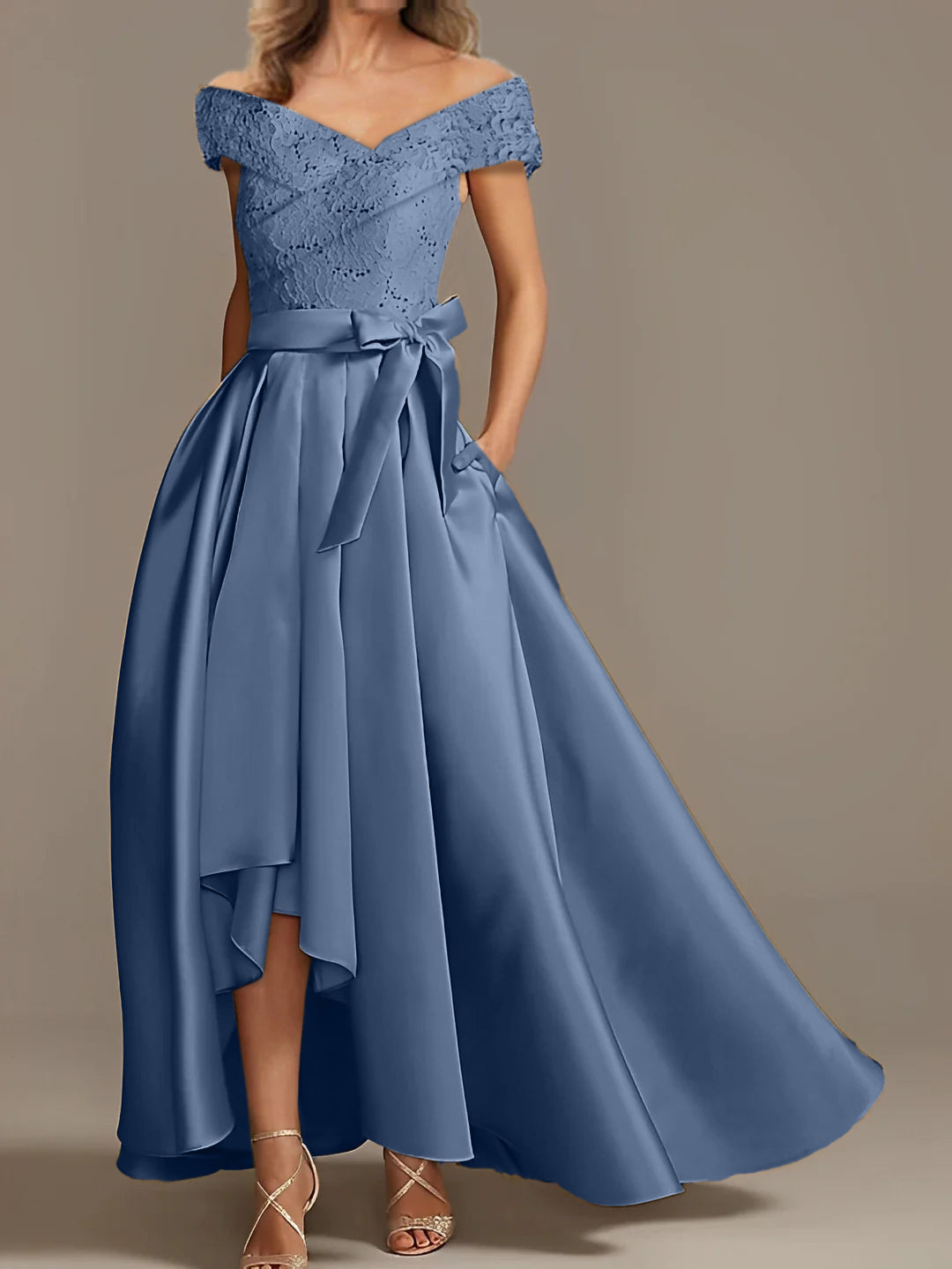 Off the Shoulder Asymmetrical A Line Mother of the Bride Dresses with Ruffles