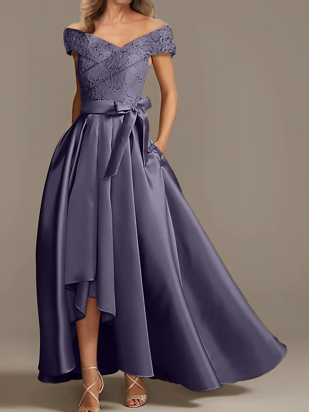 Off the Shoulder Asymmetrical A Line Mother of the Bride Dresses with Ruffles