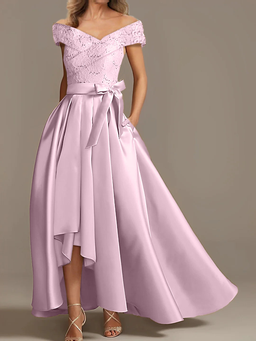 Off the Shoulder Asymmetrical A Line Mother of the Bride Dresses with Ruffles