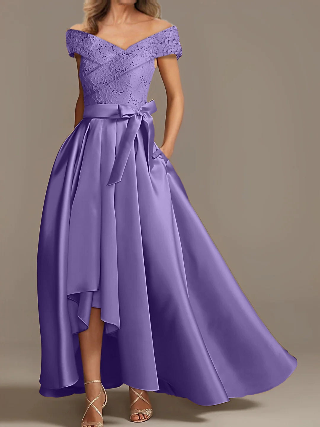 Off the Shoulder Asymmetrical A Line Mother of the Bride Dresses with Ruffles