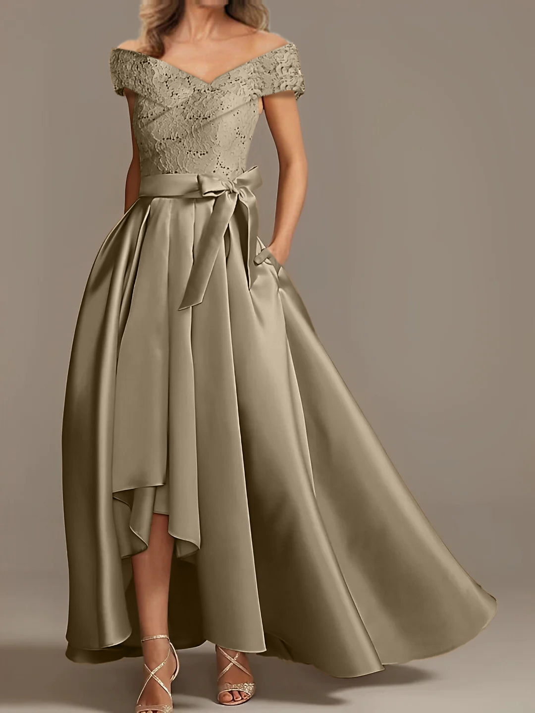 Off the Shoulder Asymmetrical A Line Mother of the Bride Dresses with Ruffles
