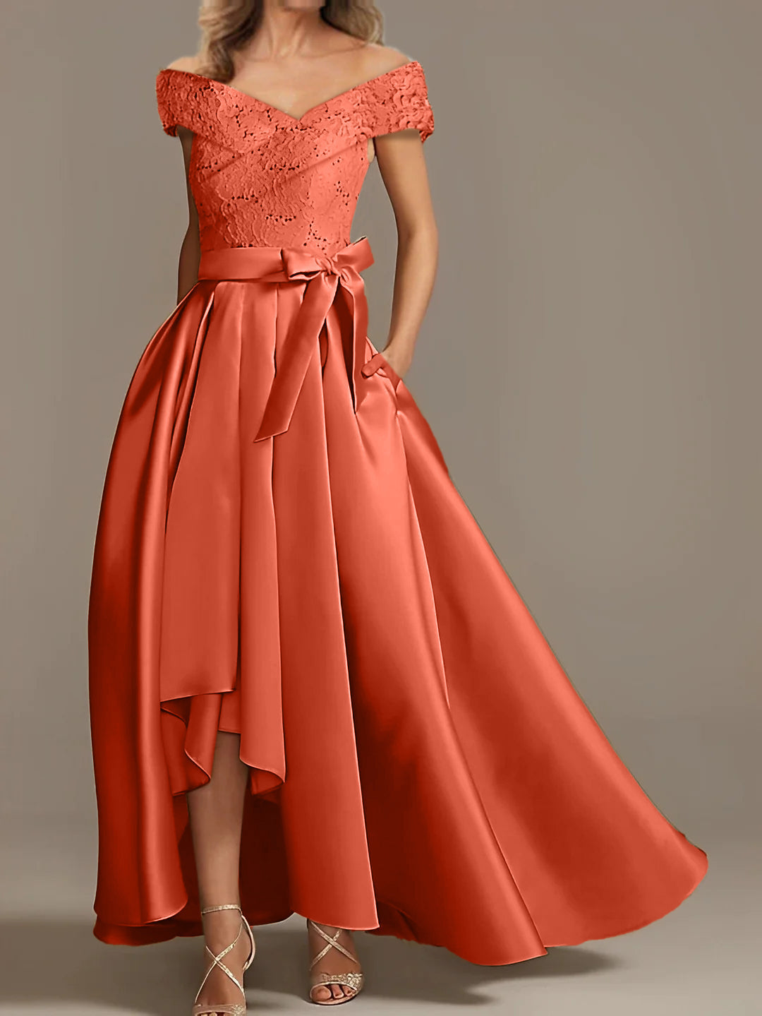 Off the Shoulder Asymmetrical A Line Mother of the Bride Dresses with Ruffles