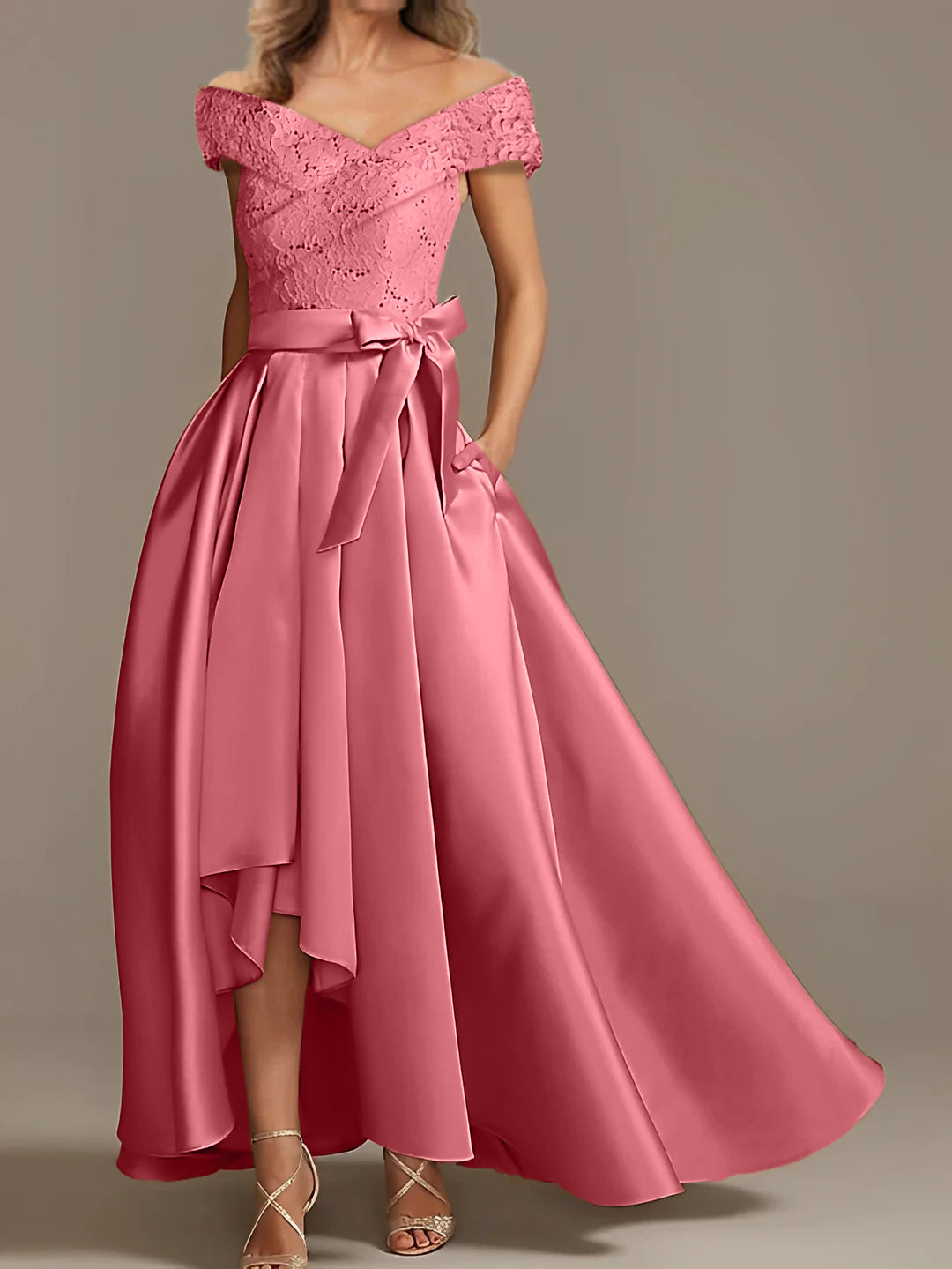 Off the Shoulder Asymmetrical A Line Mother of the Bride Dresses with Ruffles