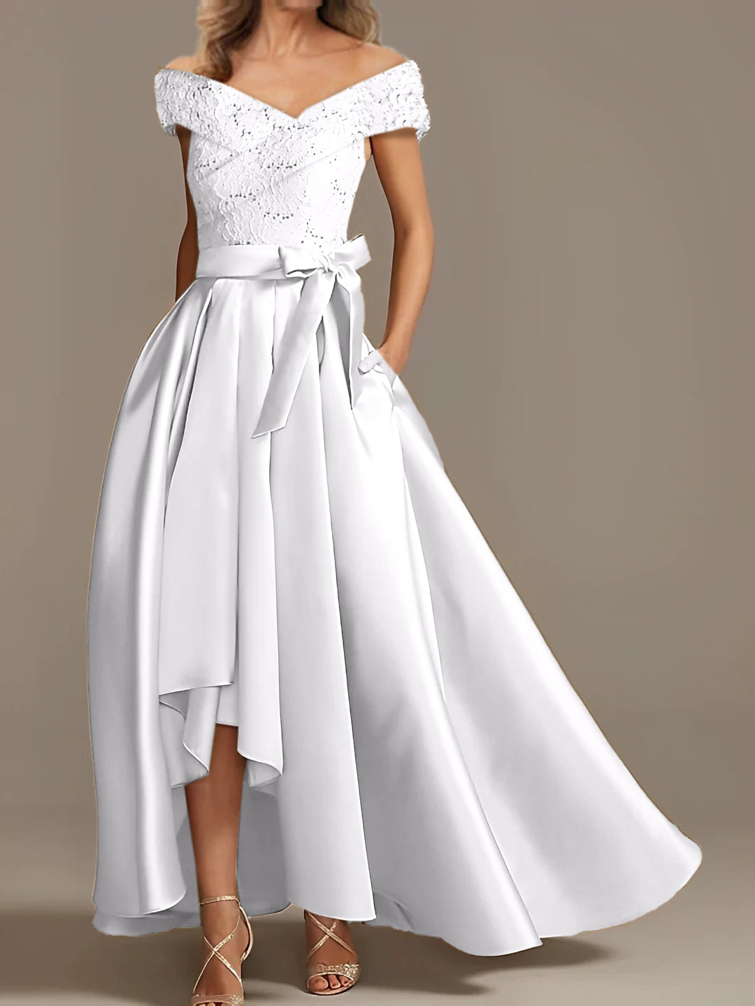 Off the Shoulder Asymmetrical A Line Mother of the Bride Dresses with Ruffles