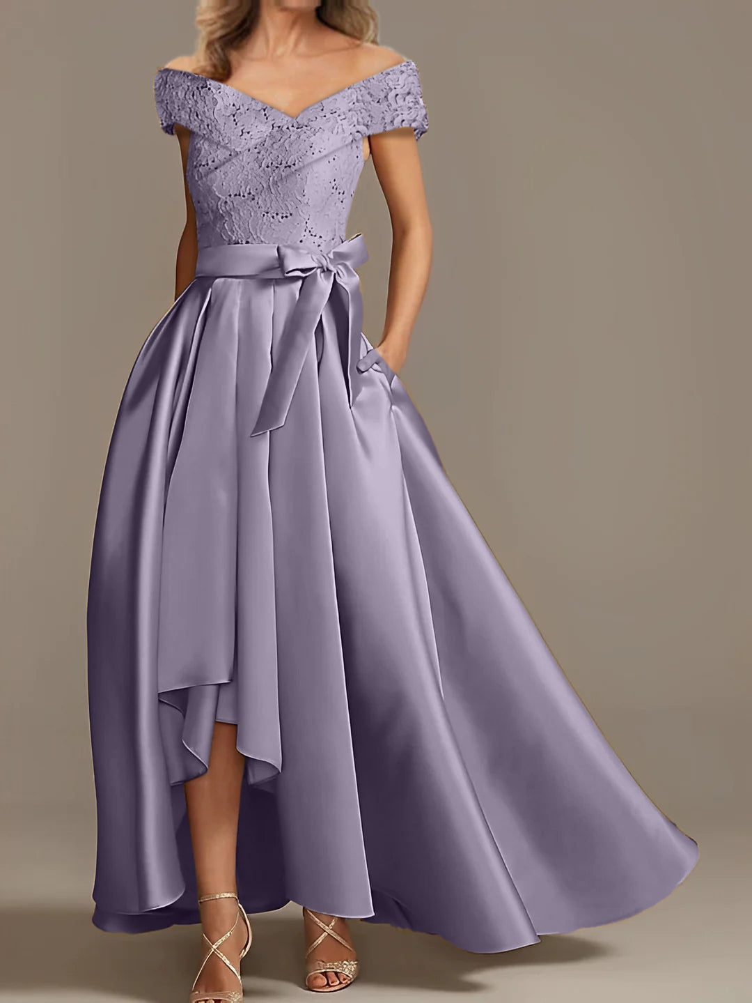 Off the Shoulder Asymmetrical A Line Mother of the Bride Dresses with Ruffles