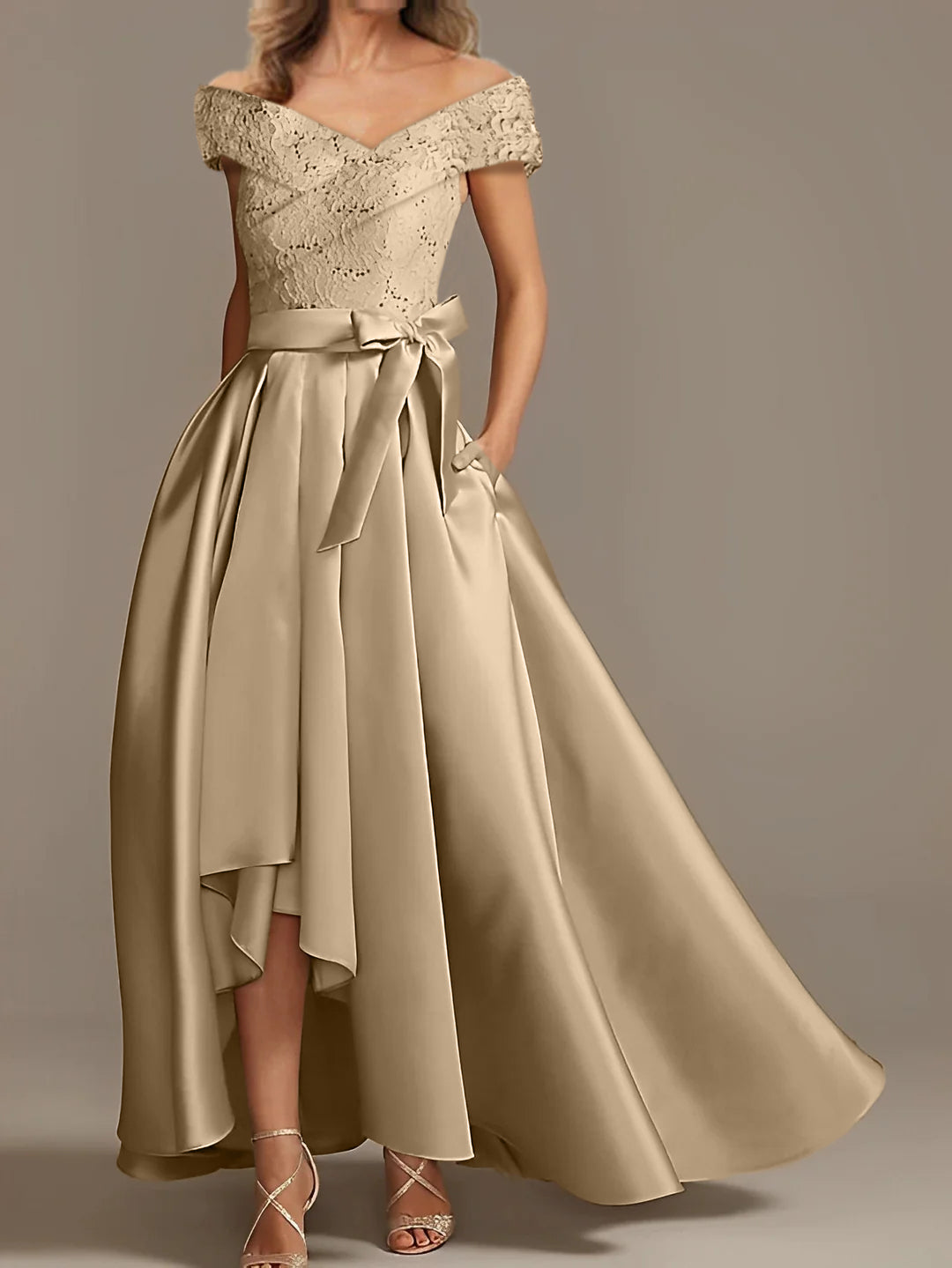 Off the Shoulder Asymmetrical A Line Mother of the Bride Dresses with Ruffles