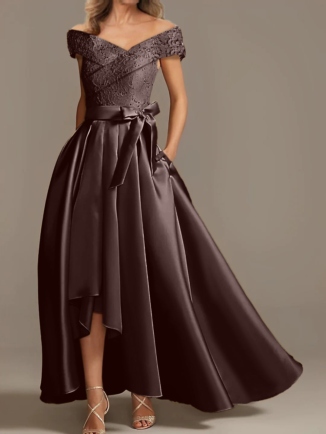 Off the Shoulder Asymmetrical A Line Mother of the Bride Dresses with Ruffles