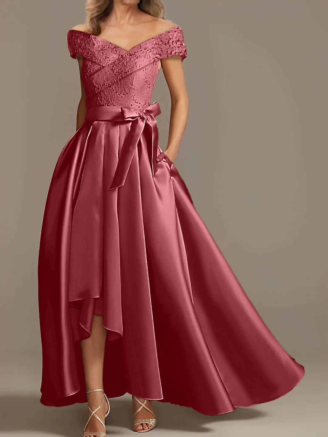 Off the Shoulder Asymmetrical A Line Mother of the Bride Dresses with Ruffles