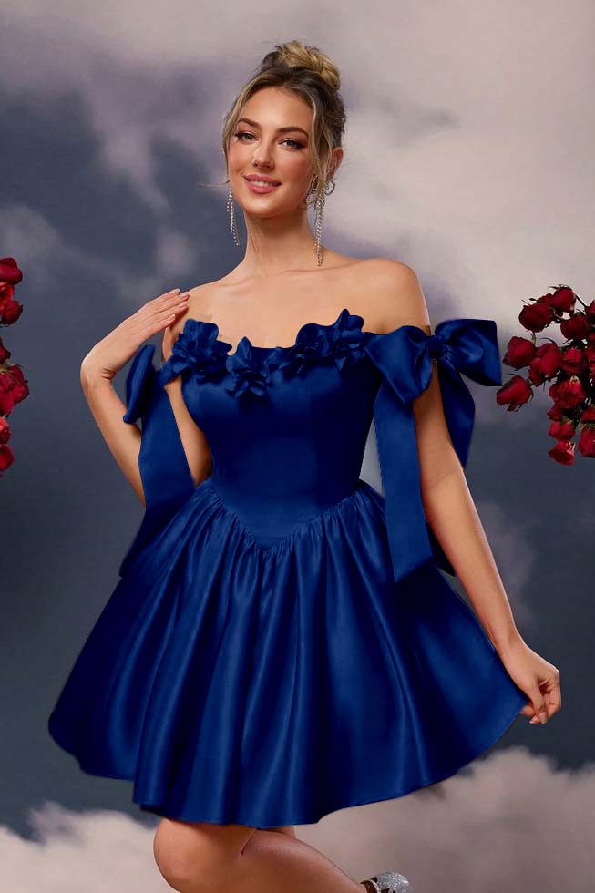 Off the Shoulder Homecoming Dress Sleeveless Short A Line Cocktail Dress With Pleated
