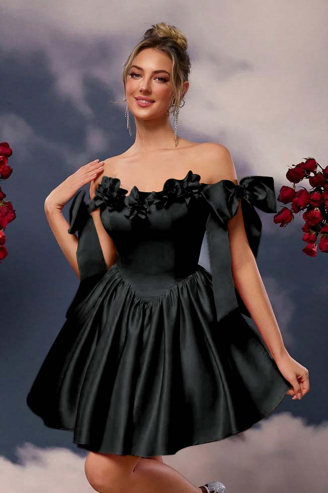 Off the Shoulder Homecoming Dress Sleeveless Short A Line Cocktail Dress With Pleated