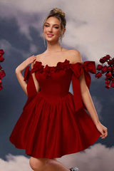 Off the Shoulder Homecoming Dress Sleeveless Short A Line Cocktail Dress With Pleated