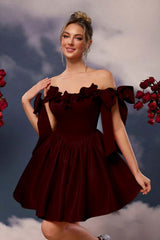 Off the Shoulder Homecoming Dress Sleeveless Short A Line Cocktail Dress With Pleated