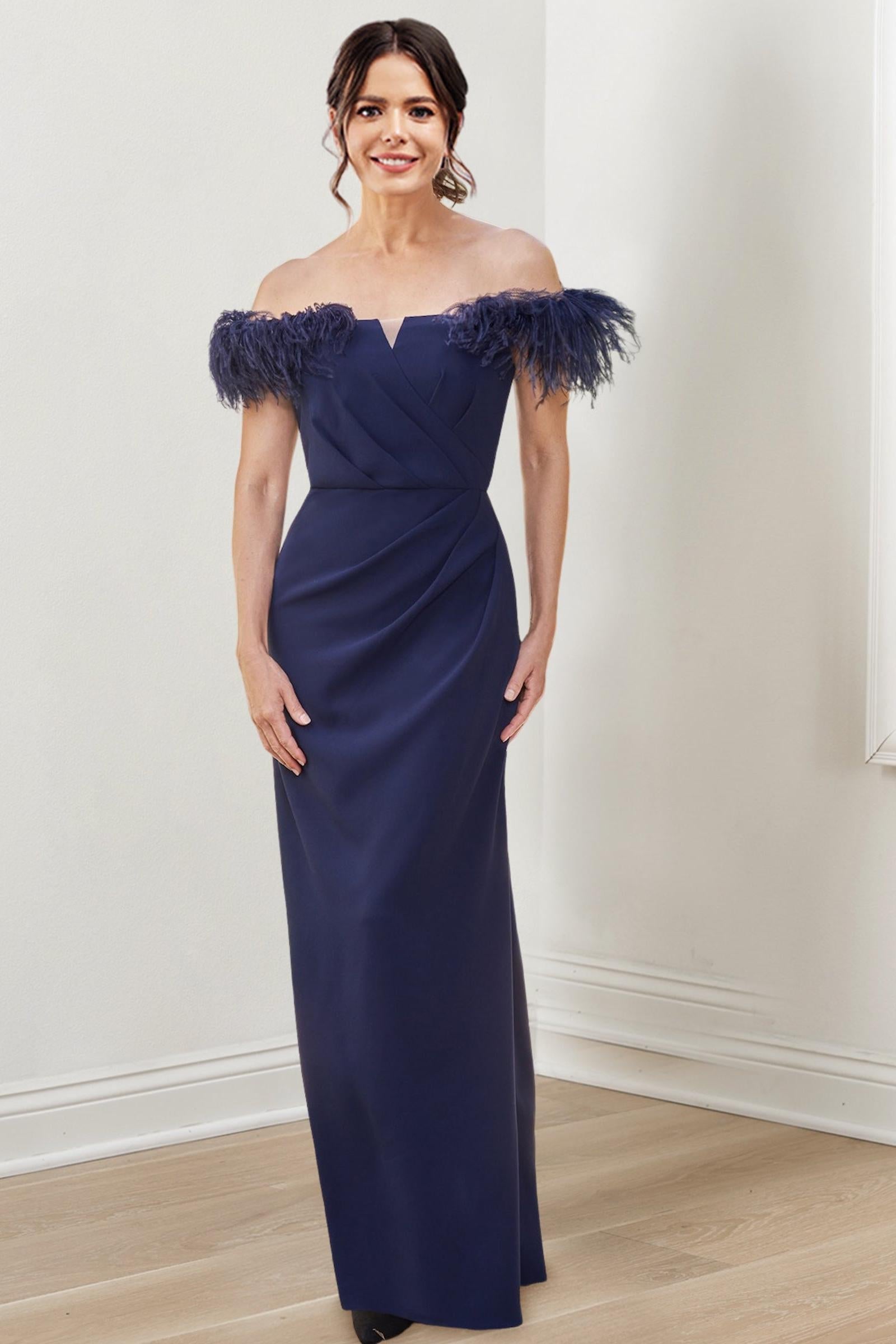Off the Shoulder Long Sheath Column Gown for the Mother of the Bride