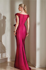 Off the Shoulder Mermaid Trumpet Mother of the Bride Dresses Featuring a High Split
