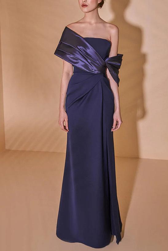 Off the Shoulder Ruched Sheath Column Dresses for the Mother of the Bride