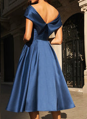 Off the Shoulder Satin Mother of the Bride Dresses in A Line Style