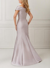 Off the Shoulder Satin Mother of the Bride Trumpet Mermaid Dresses Featuring Applique & Beading