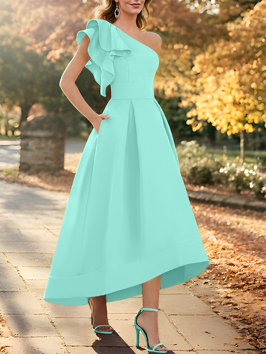 One Shoulder Asymmetrical A Line Dress for the Mother of the Bride Sle